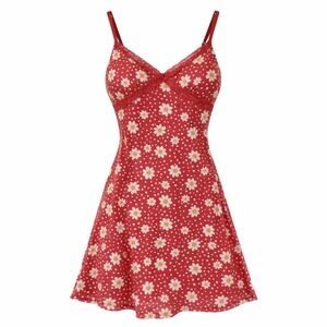 No Boundaries Babydoll Y2K XS Rust Daisy Floral Laced Trim Sleeveless Mini Dress